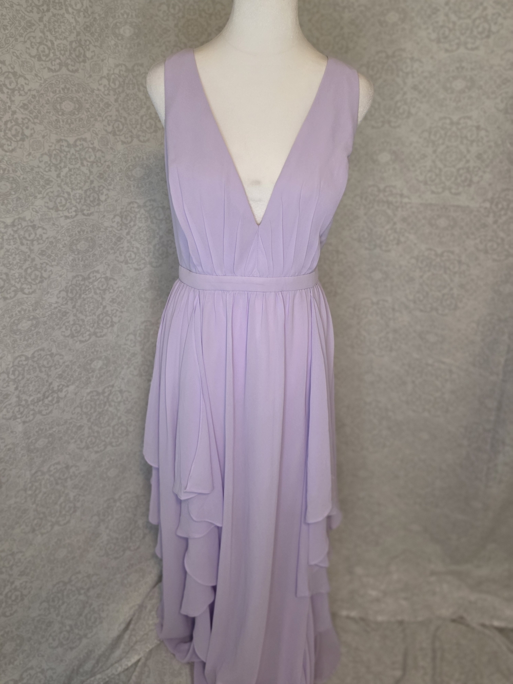 Minuet Petite Lavender V-Neck Chiffon Maxi Dress